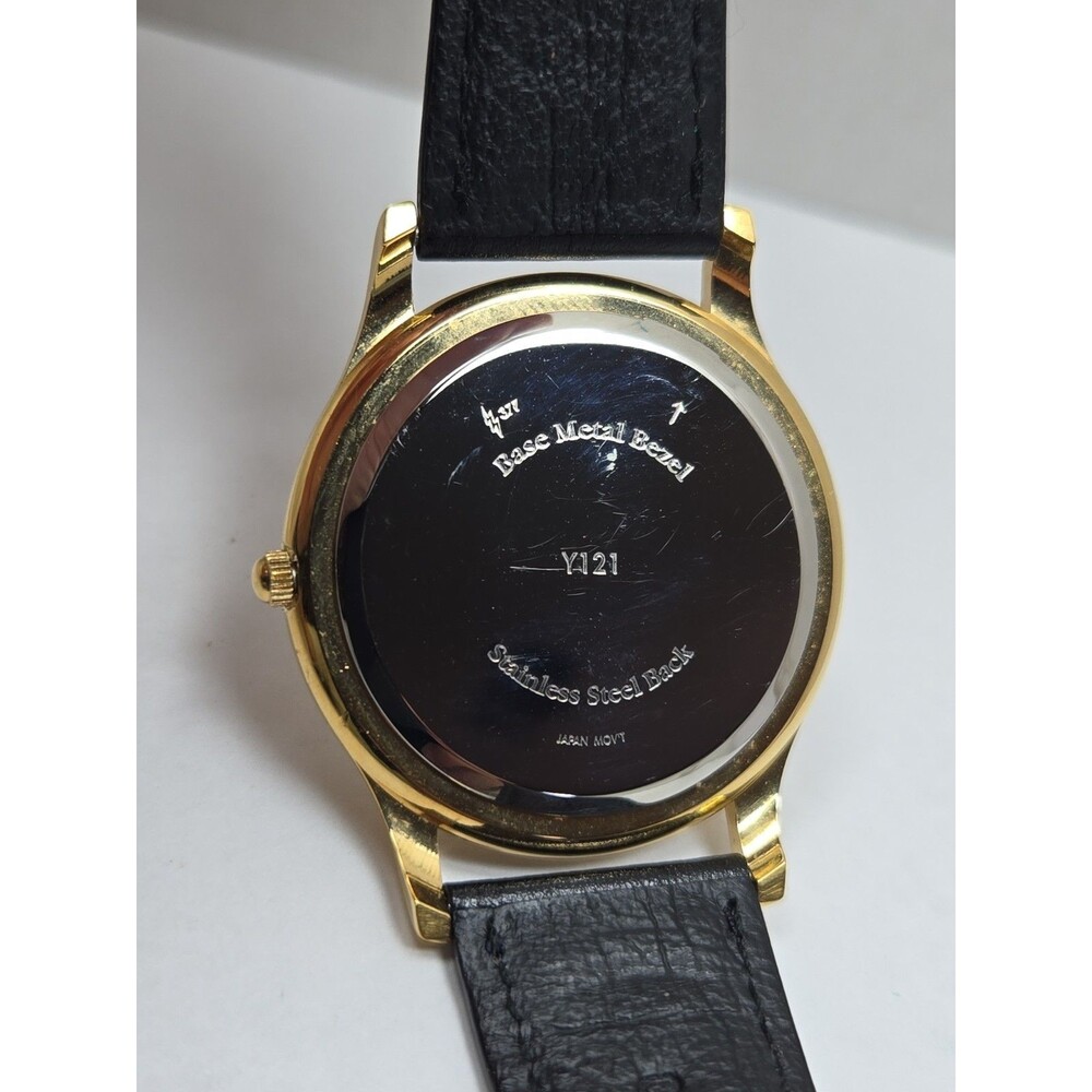 Vintage Kmart Logo Quartz Watch Y121 Gold Tone White Dial Black Band New Battery - Picture 12 of 12